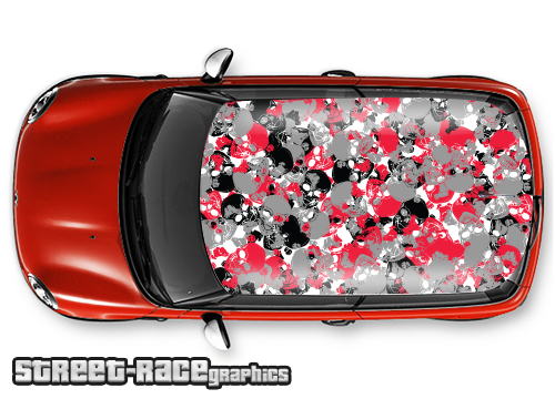 014 - Skull stickerbomb camouflage car roof wrap