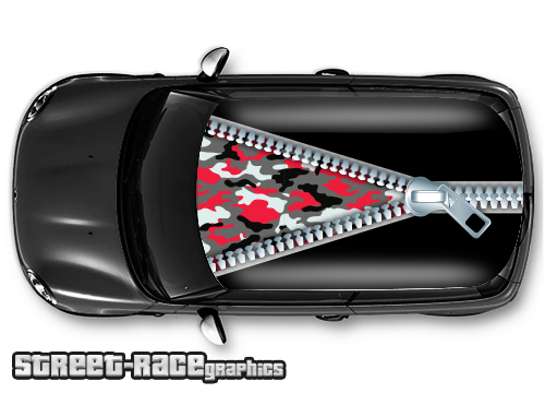 012 - Red Urban camo car roof graphic