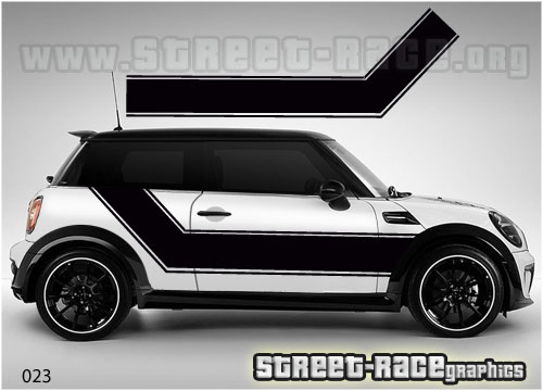 Mini side racing stripes 023