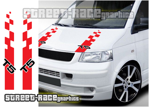 VW transporter camper bonnet racing stripes T5 001a