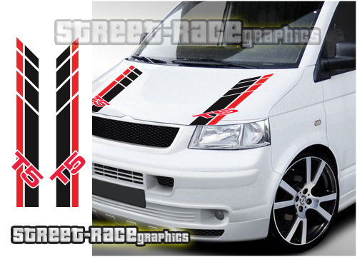 VW transporter camper bonnet racing stripes T5 002a