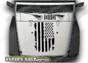 Jeep Wrangler bonnet / hood stickers 023 :: USA flag (grunge)