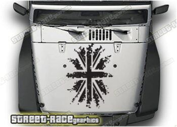 Jeep Wrangler bonnet / hood stickers 024 :: UK flag (grunge)