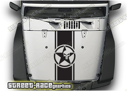 Jeep Wrangler bonnet / hood stripes 026 :: USMC PUNISHER