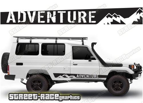 Toyota Land Cruiser 70 series 062 - mountain adventure racing stripes