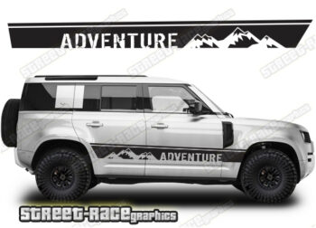 Land Rover Defender 110 062 - mountain adventure racing stripes