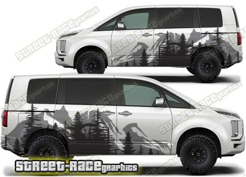 Mitsubishi Delica Campervan graphics 035 - Mountain landscape