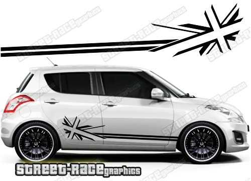 Suzuki Swift side racing stripes 024 - Union Jack