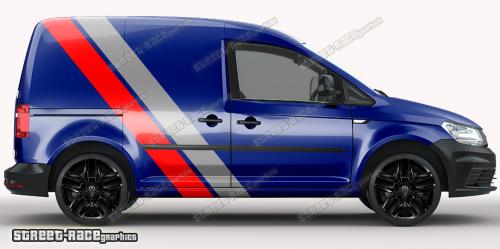 Mid grey & red on a dark blue car