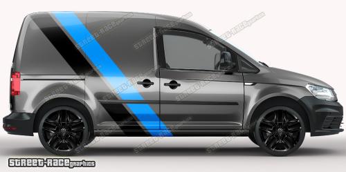 Light blue & black on a dark grey car