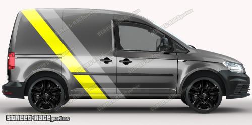 Mid grey & yellow on a dark grey car