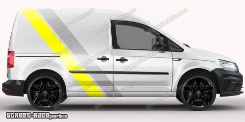 Silver & yellow on a white car