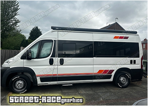 3-colour retro style camper graphics